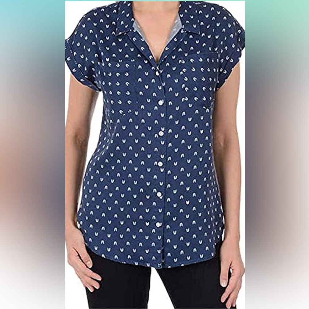 Jachs Women's Cap Sleeve Button Down Shirt - Short Sleeve Printed Blouse…